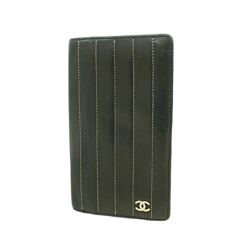 Chanel Mademoiselle Lambskin Long Wallet, Black, Women's
